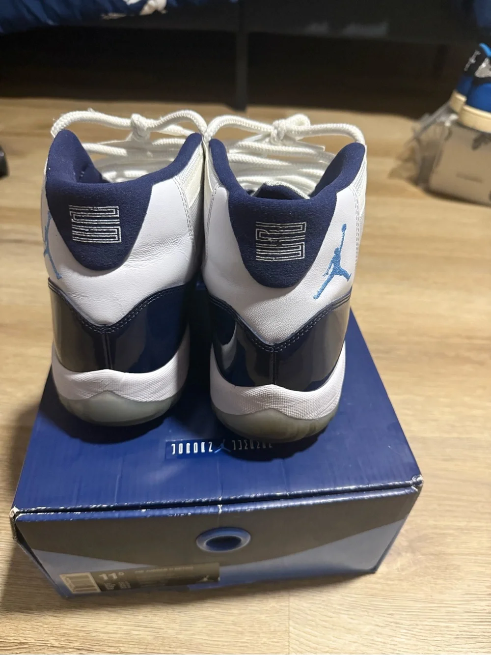 Jordan Retro High-Top Sneakers in Navy and White